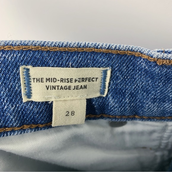 Madewell Mid Rise Perfect Vintage Jean Ainsdale Wash Knee Rip Edition Size 28 - Picture 10 of 12
